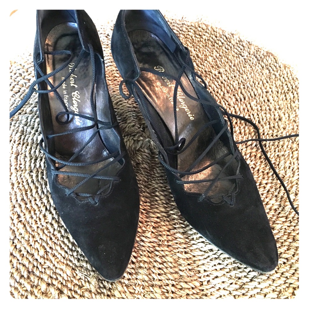 Robert Clergerie lace up heels... Black suede.